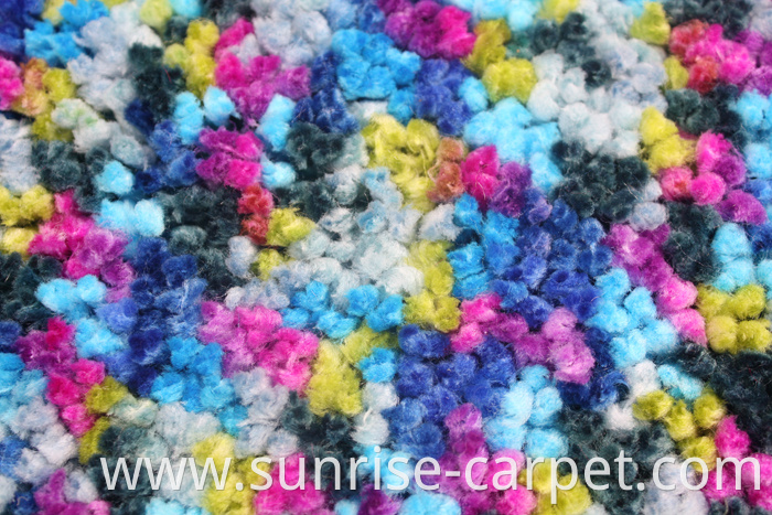 Polyester Rugs with spac dyed yarn blue and pink